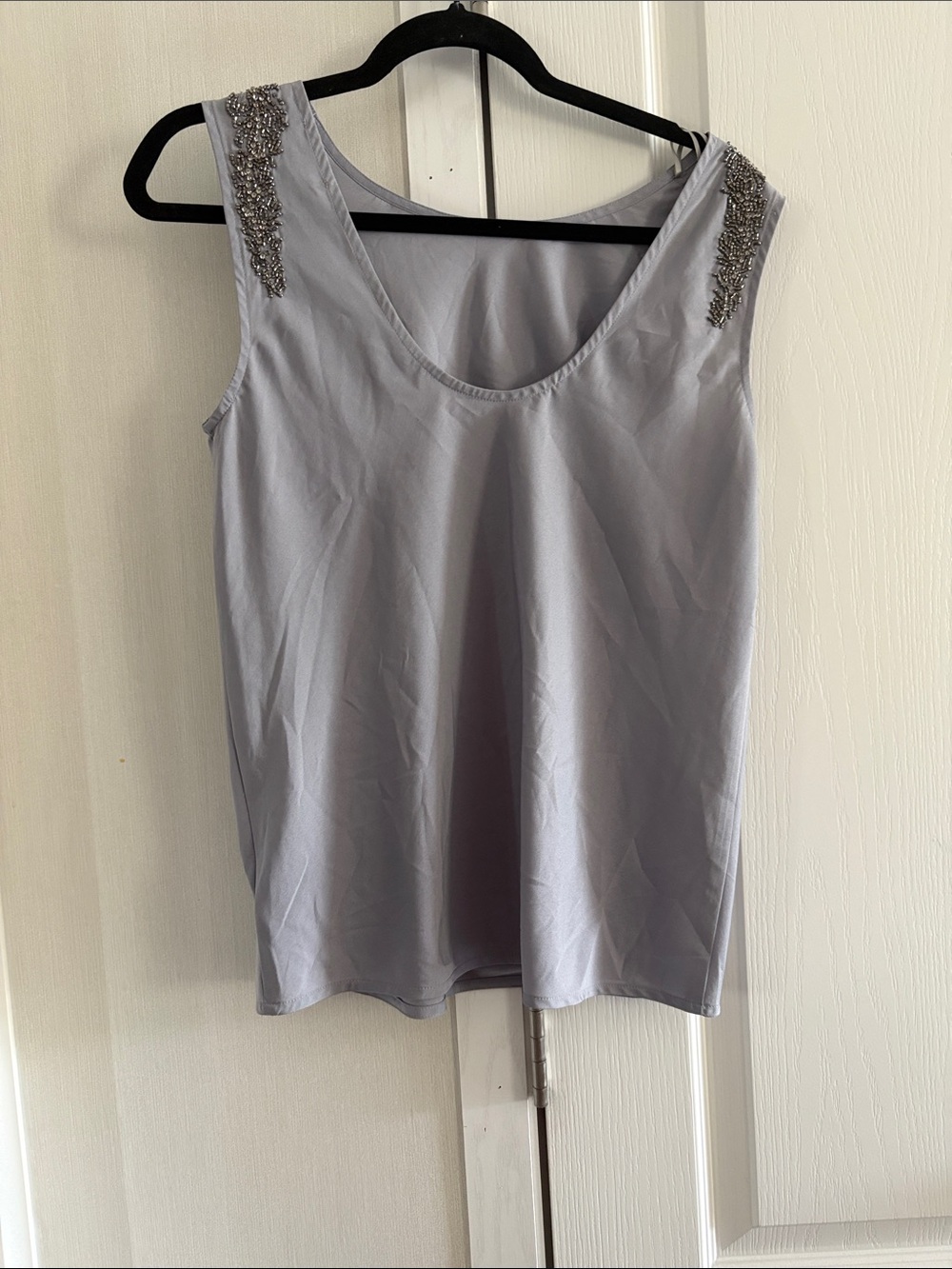 Women's Light Gray Embellished Tank Top